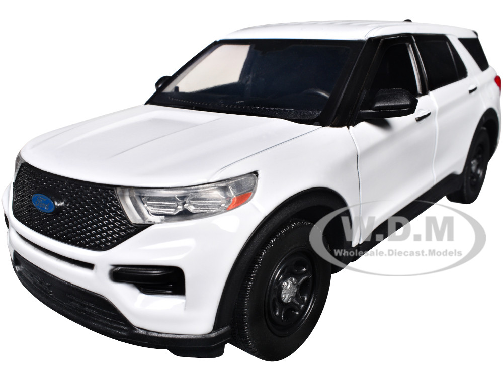 2022 Ford Police Interceptor Utility Unmarked White "Builder's Kit" "Law Enforcement and Public Service" Series 1/24 Diecast Model Car by Motormax