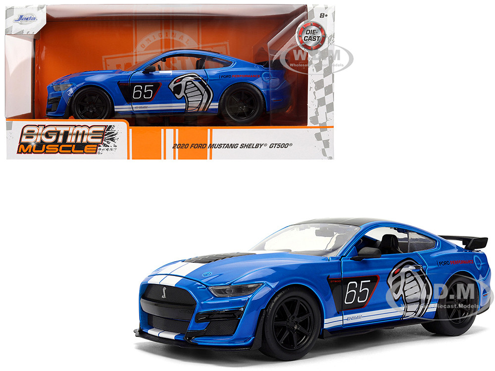 Jada 1:24 2020 Ford Mustang Shelby GT500 #65 "Ford Performance" Blue with Black Top and White Stripes "Bigtime Muscle" Series 1/24 Diecast Model Car by Jada