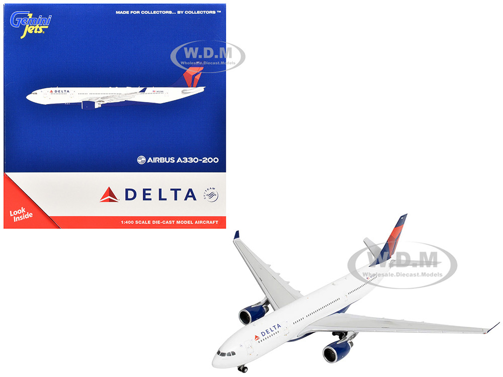 Airbus A330-200 Commercial Aircraft "Delta Air Lines" (N852NW) White with Red and Blue Tail 1/400 Diecast Model Airplane by GeminiJets