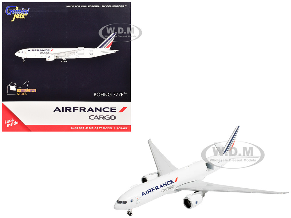 Boeing 777F Commercial Aircraft "Air France Cargo" (F-GUOC) White with Red and Blue Striped Tail "Interactive Series" 1/400 Diecast Model Airplane by
