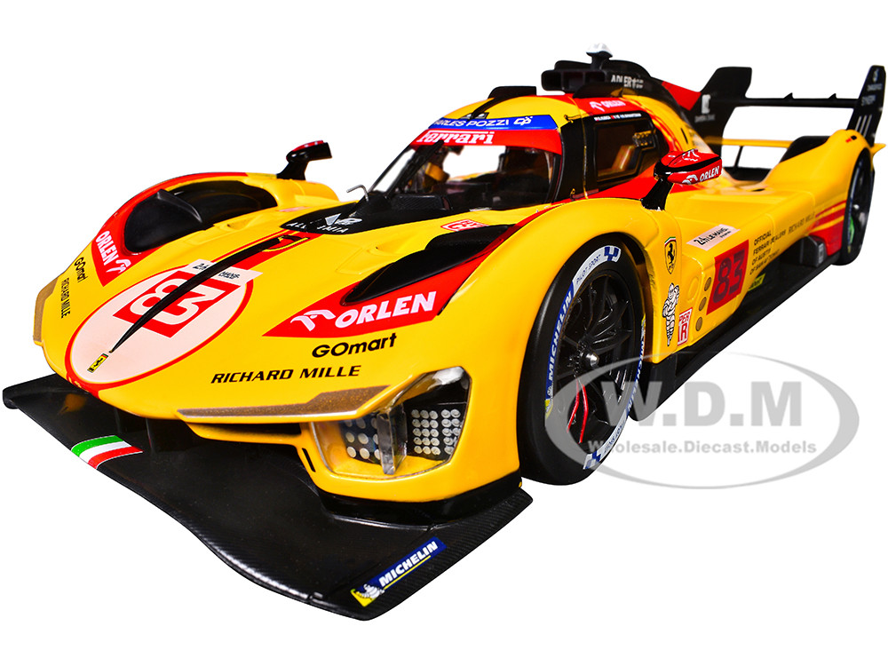 Ferrari 499P #83 Robert Kubica - Robert Shwartzman - Yifei Ye "Ferrari AF Corse" "24 Hours of Le Mans" (2024) "Racing" Series 1/18 Diecast Model Car b