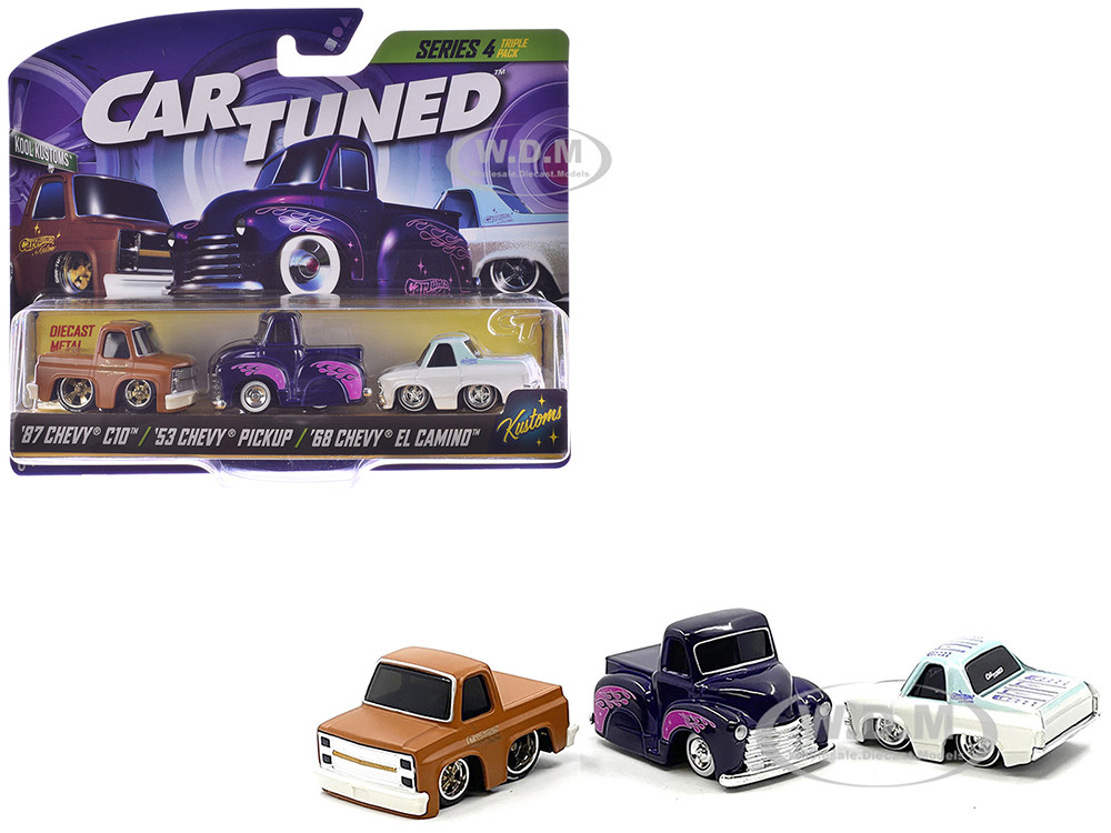 "Kustoms" Series 4 Chevrolet Triple Pack Set of 3 Cars Diecast Model Cars by CarTuned