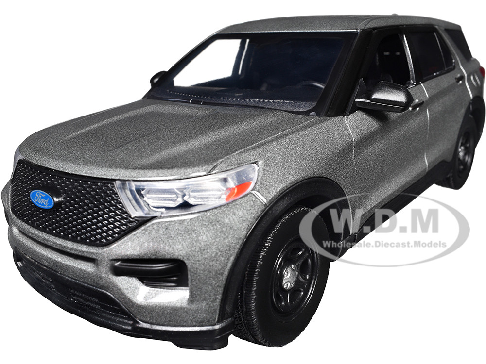 2022 Ford Police Interceptor Utility Unmarked Gray Metallic "Builder's Kit" "Law Enforcement and Public Service" Series 1/24 Diecast Model Car by Moto