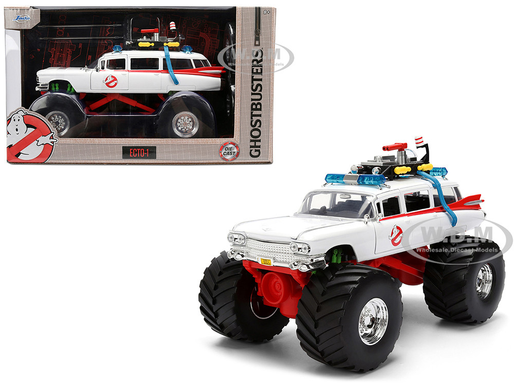 1959 Cadillac Ambulance Ecto-1 "Ghostbusters" (1984) Movie Monster Truck Version "Hollywood Rides" Series 1/24 Diecast Model Car by Jada