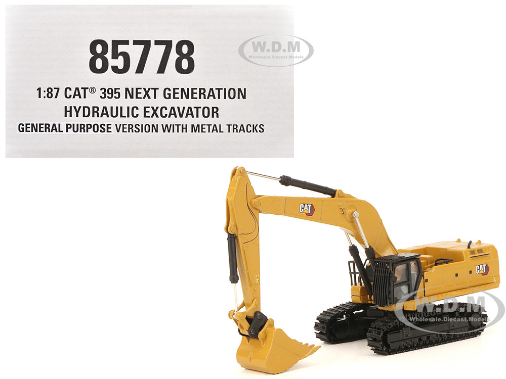 CAT Caterpillar 395 Next-Generation Hydraulic Excavator (Mass Excavator Version) Yellow with Additional Tools "High Line Series" 1/87 (HO) Diecast Mod
