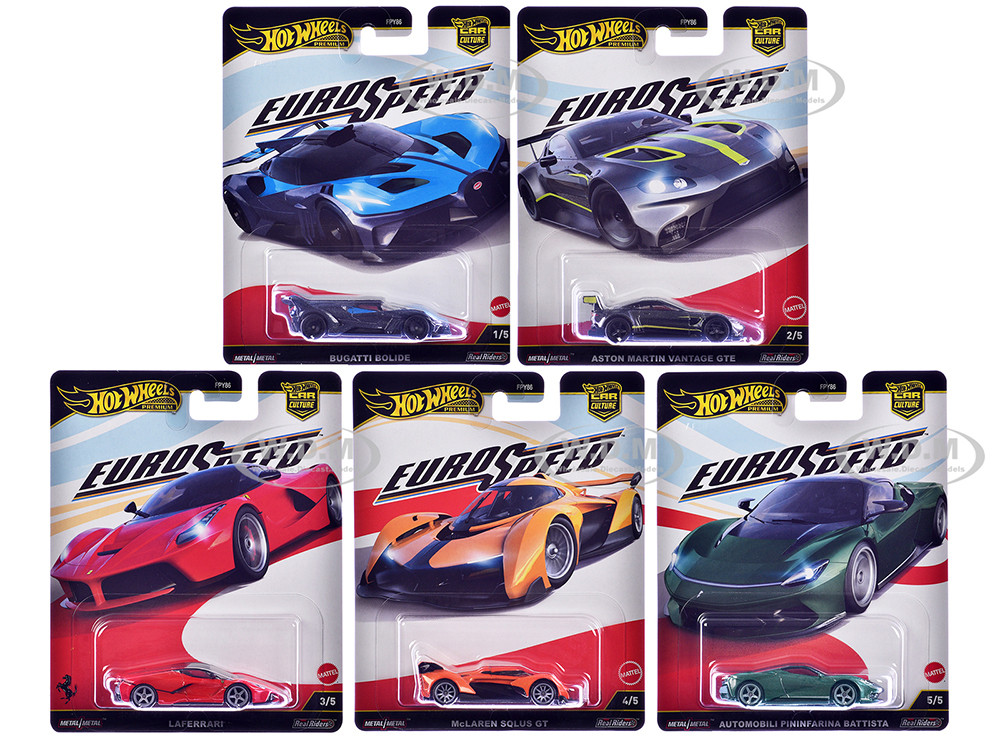 "Euro Speed" 5 piece Set "Car Culture" 2025 Series L Diecast Model Cars by Hot Wheels