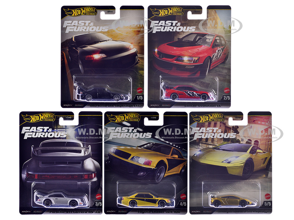 "Fast & Furious" 2025 5 piece Set M Diecast Model Cars by Hot Wheels