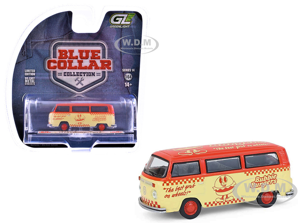 1975 Volkswagen Type 2 Van "Bubbie Burgers Food Truck" and " Collar Collection" Series 14 Blue 1:64 model Greenlight