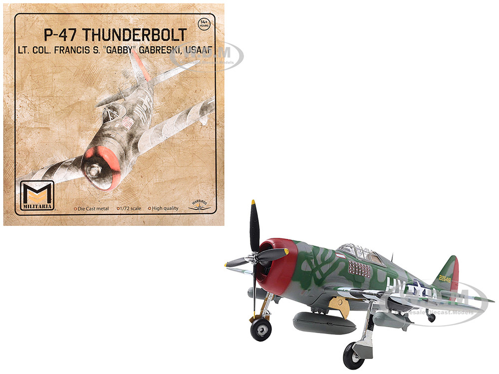 Republic P-47 Thunderbolt Fighter Aircraft "Lt. Col. Francis S. "Gabby" Gabreski" United States Army Air Forces 1/72 Diecast Model by Militaria Die Ca
