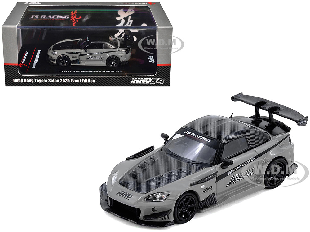 Honda S2000 RHD (Right Hand Drive) "J's Racing" Gray with Carbon Hood and Top "Hong Kong Toycar Salon 2025 Event Edition" 1/64 Diecast Model Car by In