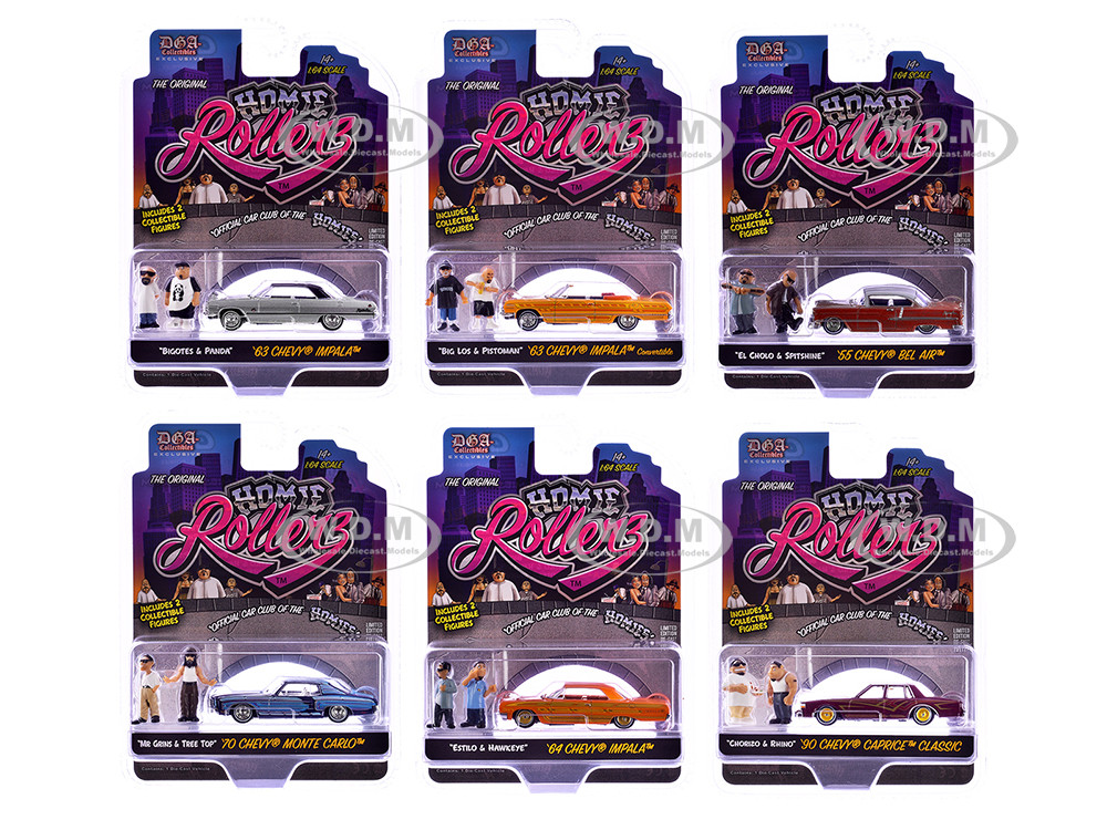 "Homie Rollerz" 2025 Series 1 Set of 6 Pieces 1/64 Diecast Model Cars by Greenlight and DGA