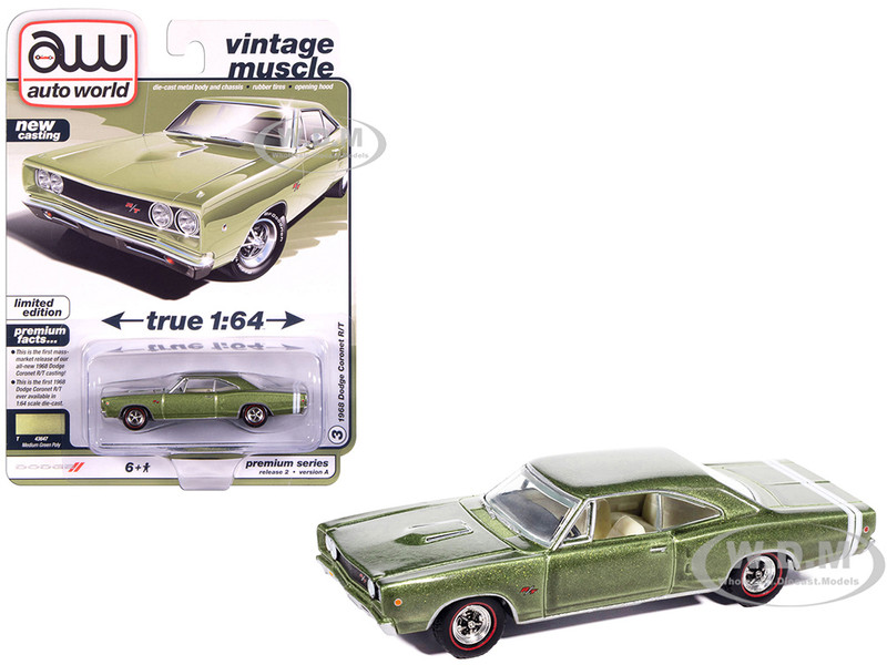 1968 Dodge Coronet R/T Medium Green Metallic with White Interior
