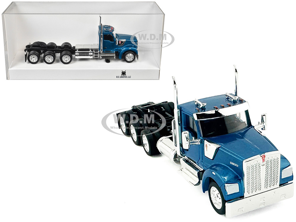 Kenworth W990 3-Axel Day Cab (HO) Plastic HO Logistics Blue 1:87 diecast model HO Logistics Replicas