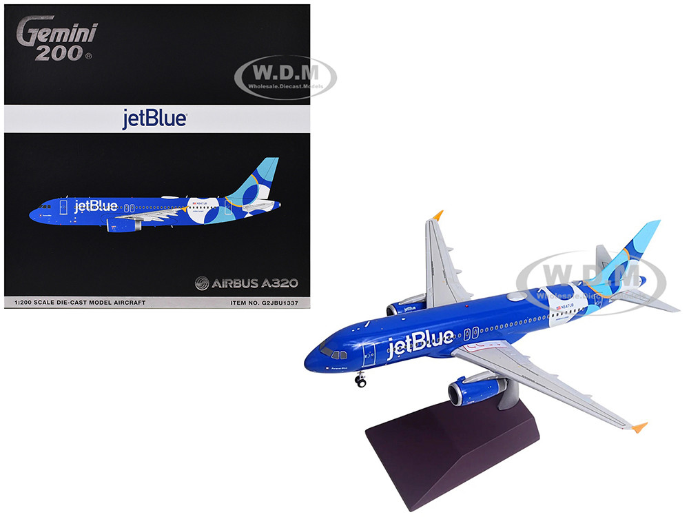 Airbus A320 Commercial Aircraft "JetBlue Airways - Forever Blue" (N547JB) Blue with Graphics "Gemini 200" Series 1/200 Diecast Model Airplane by Gemin