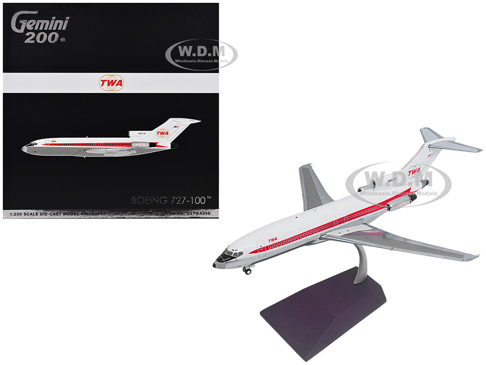 Boeing 727-100 Commercial Aircraft "Trans World Airlines (TWA)" (N851TW) White with Red Stripes "Gemini 200" Series 1/200 Diecast Model Airplane by Ge