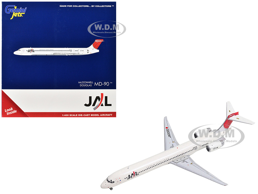 McDonnell Douglas MD-90 Commercial Aircraft "Japan Airines" (JA002D) White with Red Tail 1/400 Diecast Model Airplane by GeminiJets