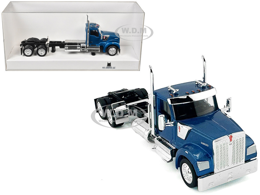 Kenworth W990 2-Axel Day Cab (HO) Plastic HO Logistics Blue 1:87 model HO Logistics Replicas