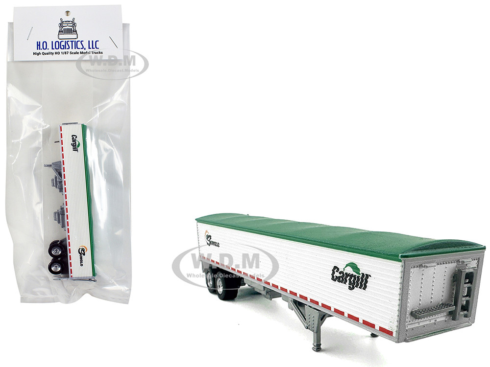 Covered Grain Trailer White with Green Tarp "SunGlo - Cargill" 1/87 (HO) Plastic Model Car by HO Logistics