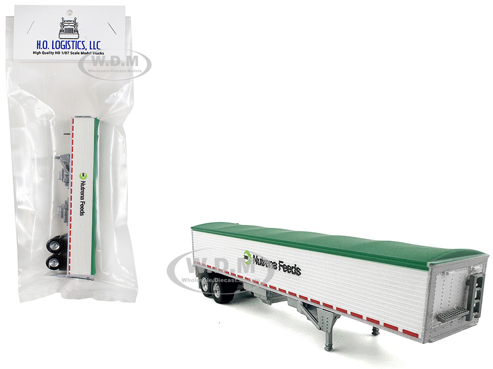 Ho Logistics Replicas 1:87 Covered Grain Trailer White with Green Tarp "Nutrena Feeds" 1/87 (HO) Plastic Model Car by HO Logistics