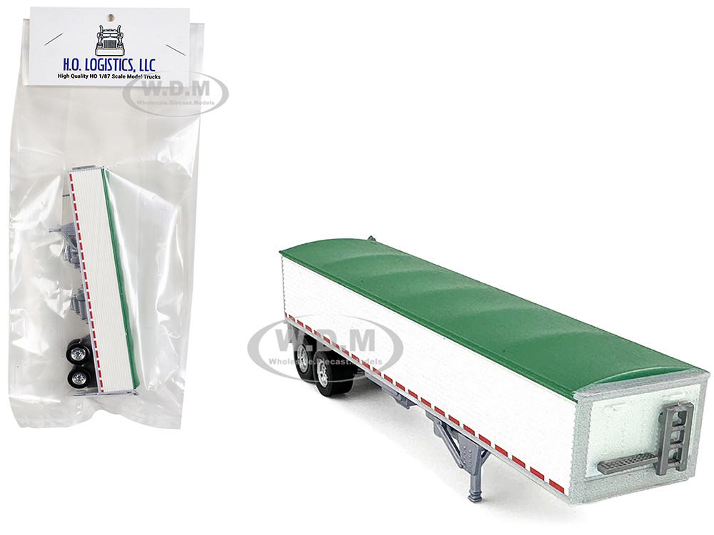 Ho Logistics Replicas 1:87 Covered Grain Trailer White with Green Tarp 1/87 (HO) Plastic Model Car by HO Logistics