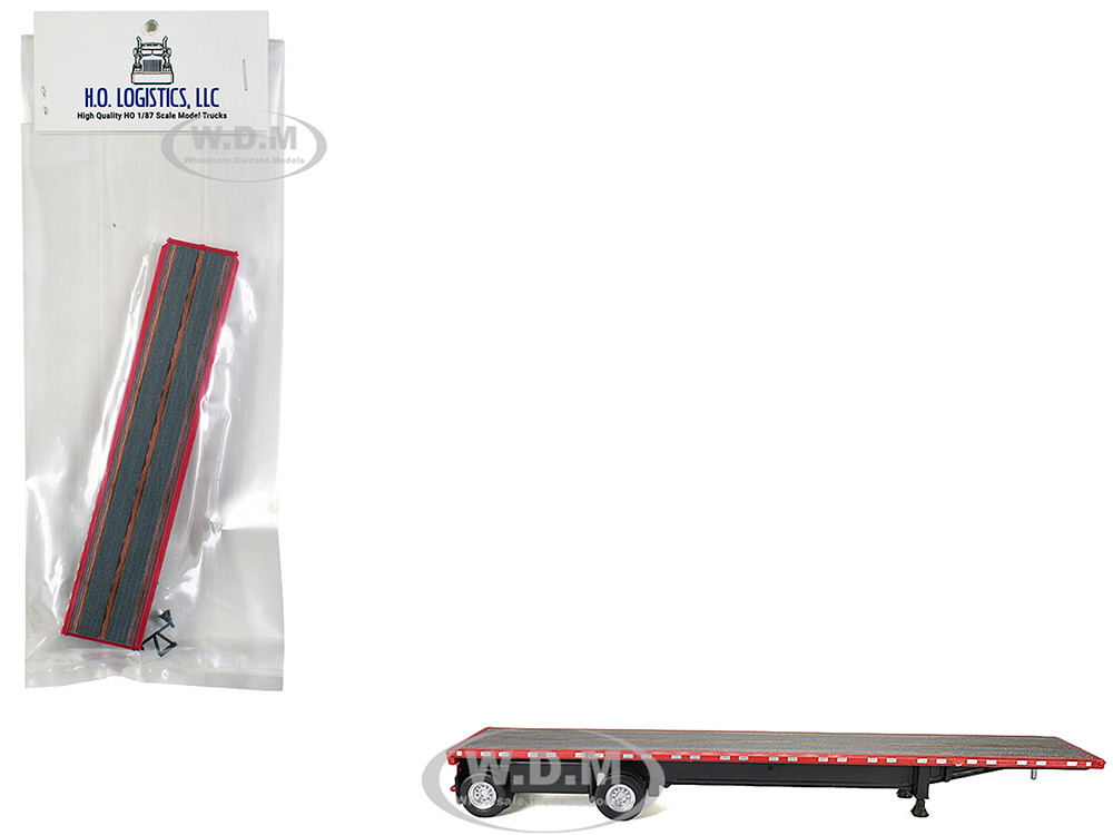 High Boy Spread Axle Flatbed Trailer Red 1/87 (HO) Plastic Model Car by HO Logistics