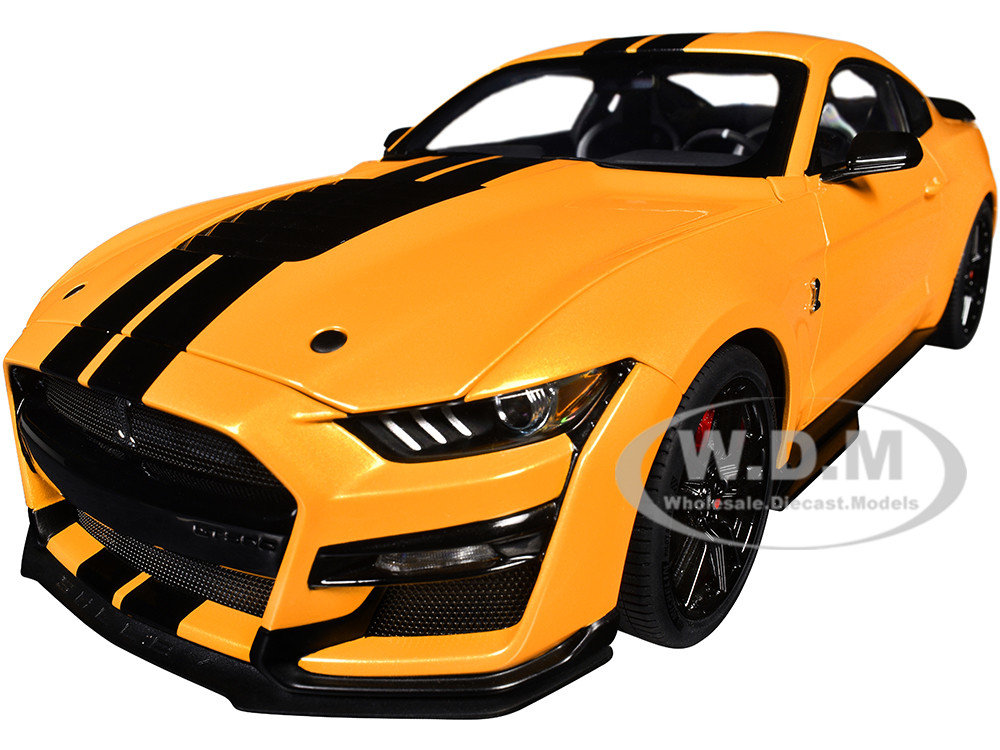Ford Mustang Shelby GT500 Cyber Orange Metallic with Black Stripes 1/18 Model Car by Autoart