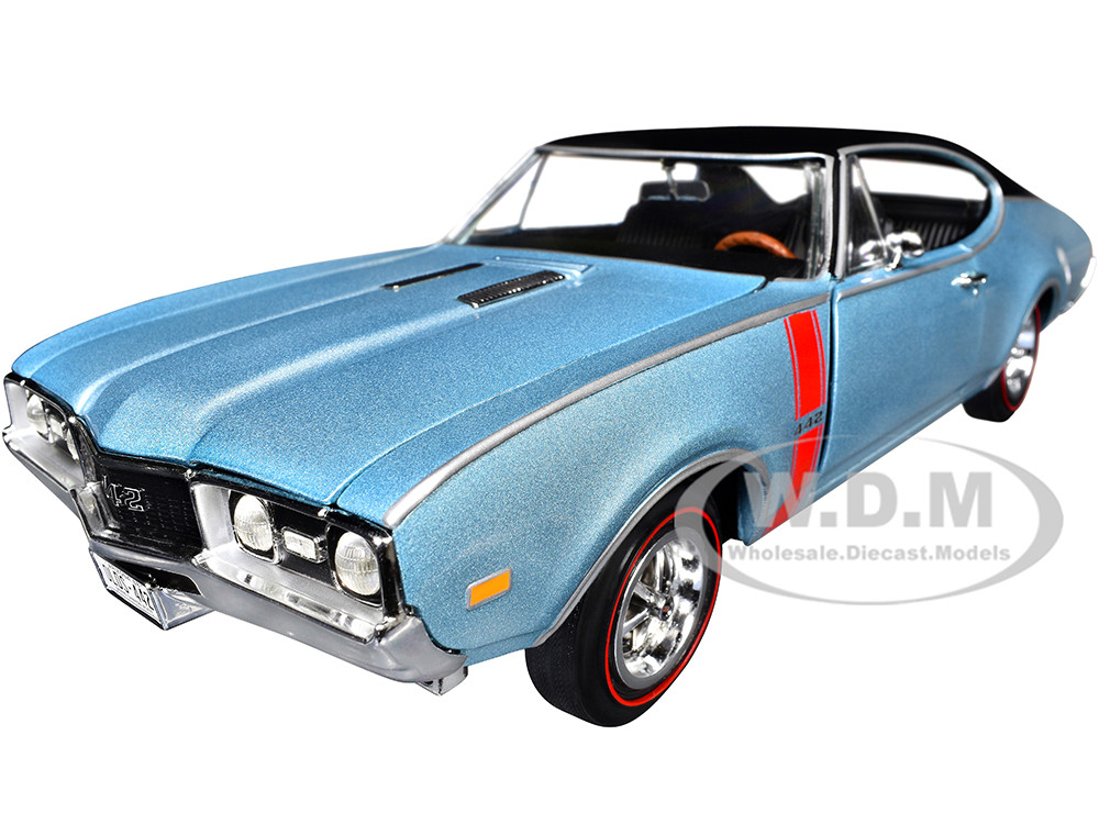 1968 Oldsmobile 442 W30 Holiday Coupe Teal Frost Metallic with Red Stripes and Black Vinyl Top "Hemmings Motor News July 2023 Cover Car" "American Mus