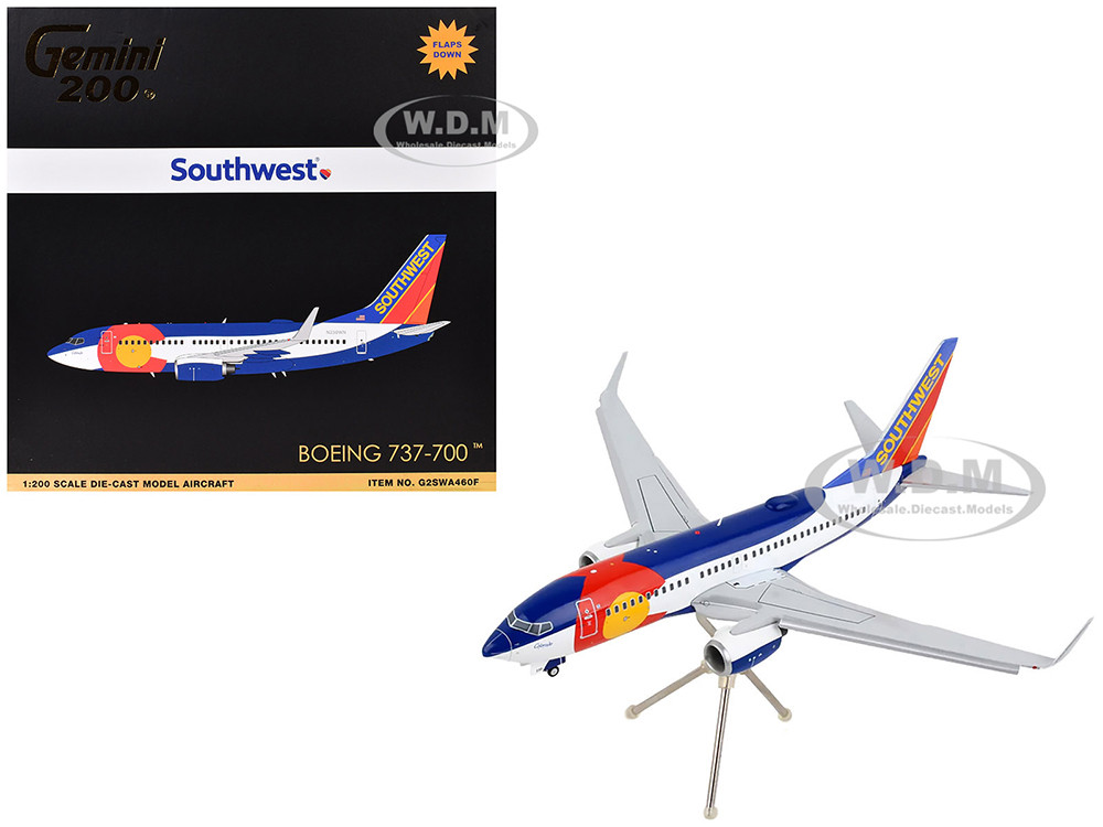 Boeing 737-700 Commercial Aircraft with Flaps Down Configuration "Southwest Airlines - Colorado One" (N230WN) White and Blue "Gemini 200" Series 1/200