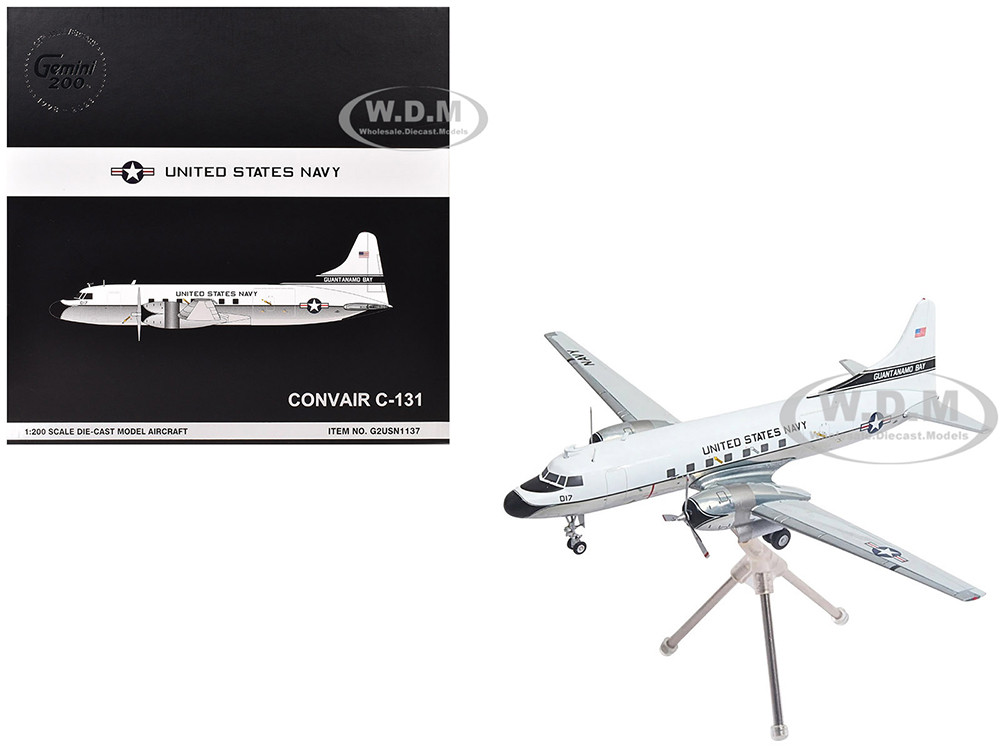 Convair C-131 Samaritan Transport Aircraft "United States Navy - NAS Guantanamo Bay" (141017) White and Gray "Gemini 200" Series 1/200 Diecast Model A
