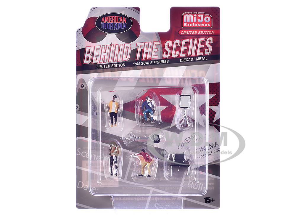 "Behind The Scenes" 7 piece (4 People, 3 Accessories) Diecast Figures Set 1/64 Scale Models by American Diorama