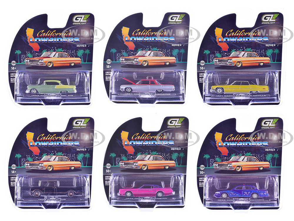 "California Lowriders" Series 7 Set of 6 pieces 1/64 Diecast Model Cars by Greenlight