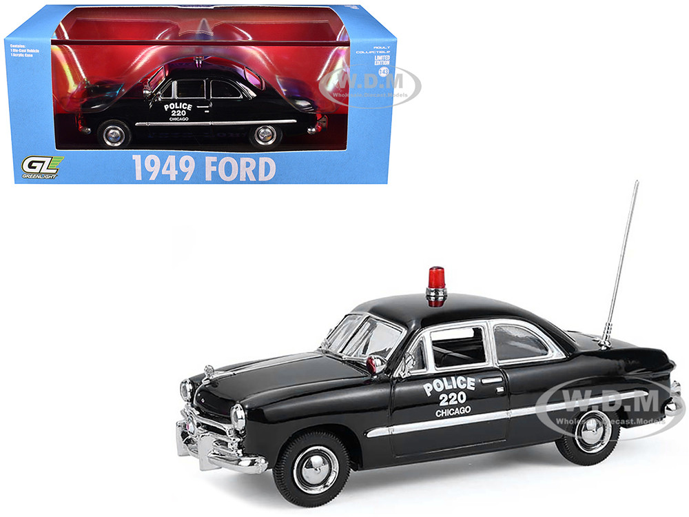 1949 Ford Custom Police Car Chicago Police Department Black 143 Diecast Model Car by Greenlight