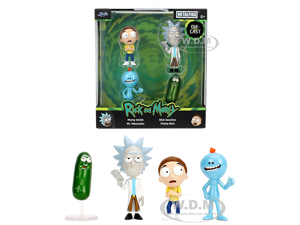 Jada Set of 4 Diecast Figures "Rick and Morty" (2013-Current) TV Series "Metalfigs" Series Diecast Models by Jada