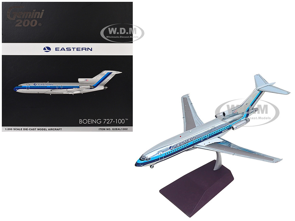 Boeing 727-100 Commercial Aircraft "Eastern Air Lines" (N8120N) Silver with Blue Stripes "Gemini 200" Series 1/200 Diecast Model Airplane by GeminiJet