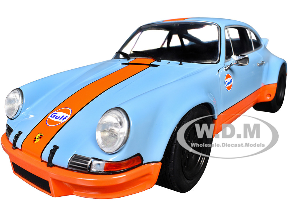 Porsche 911 RSR "Gulf Oil" Light Blue with Orange Stripes "Pink Slips" Series 1/18 Diecast Model Car by Jada