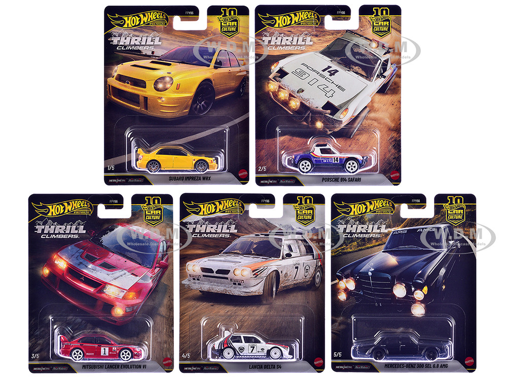 "Thrill Climbers" 5 piece Set "Car Culture 10th Anniversary" 2025 Series Q Diecast Model Cars by Hot Wheels