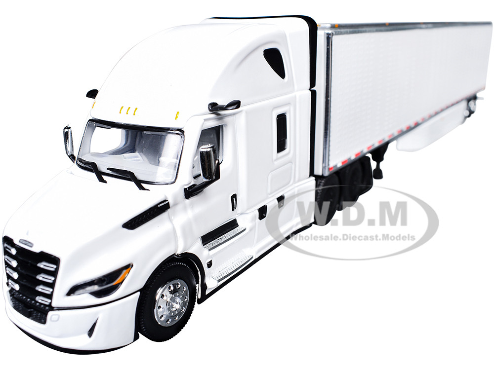 Freightliner Fifth Generation Cascadia Raised Roof Sleeper & 53' Utility Trailer with Skirts White 1/64 Diecast Model by DCP/First Gear