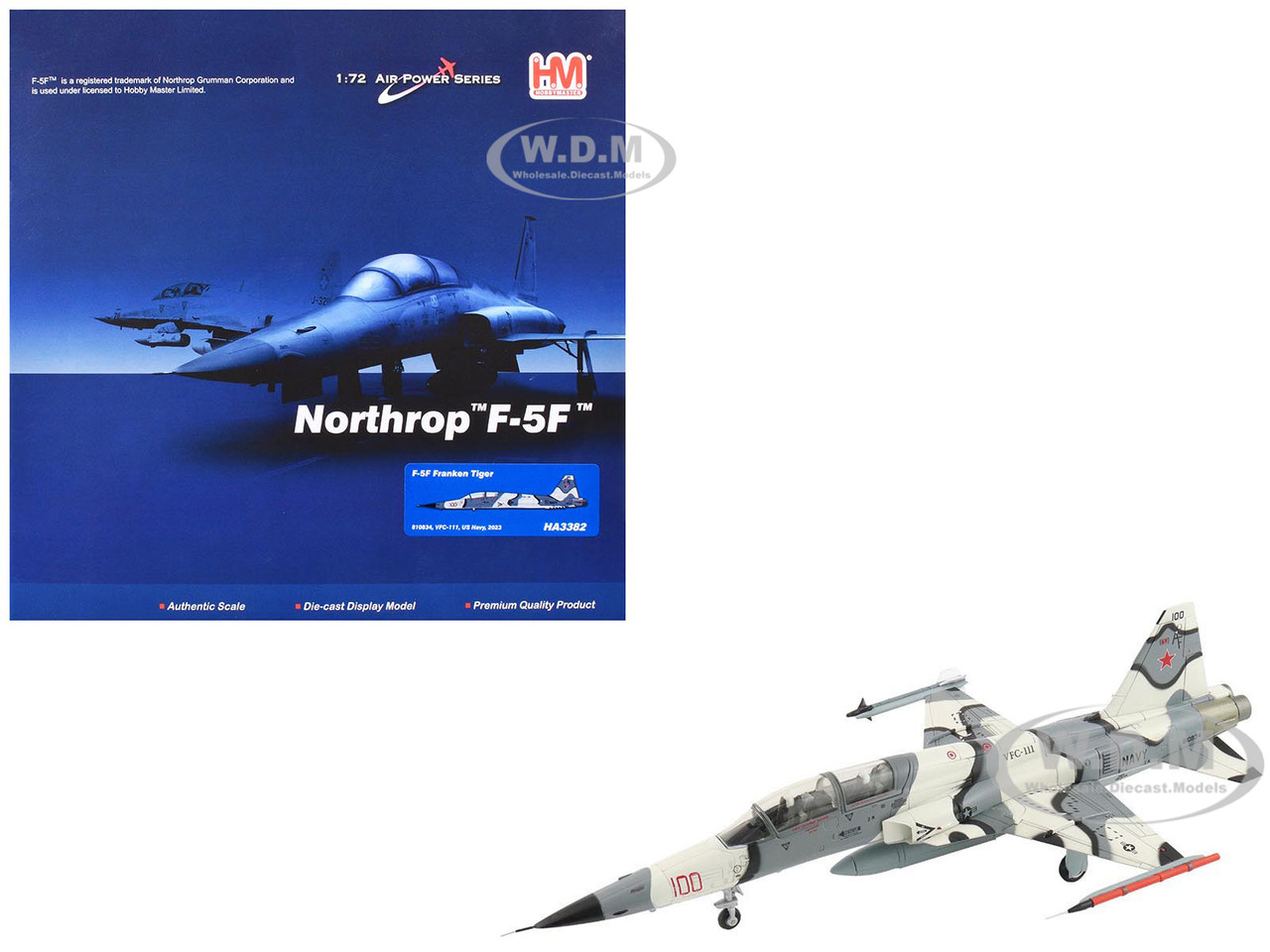 Northrop F-5F Tiger II Aircraft "810834, Franken Tiger, VFC-111 Sundowners" (2023) United States Navy "Air Power Series" 1/72 Diecast Model by Hobby M