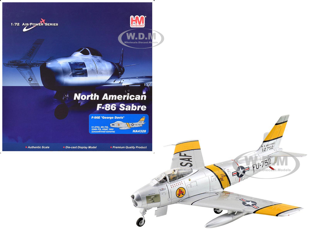 North American F-86E Sabre Fighter Aircraft "51-2752, Colonel George Andrew Davis Jr., 4th FIG, 334th FIS" (1952) United States Air Force "Air Power S