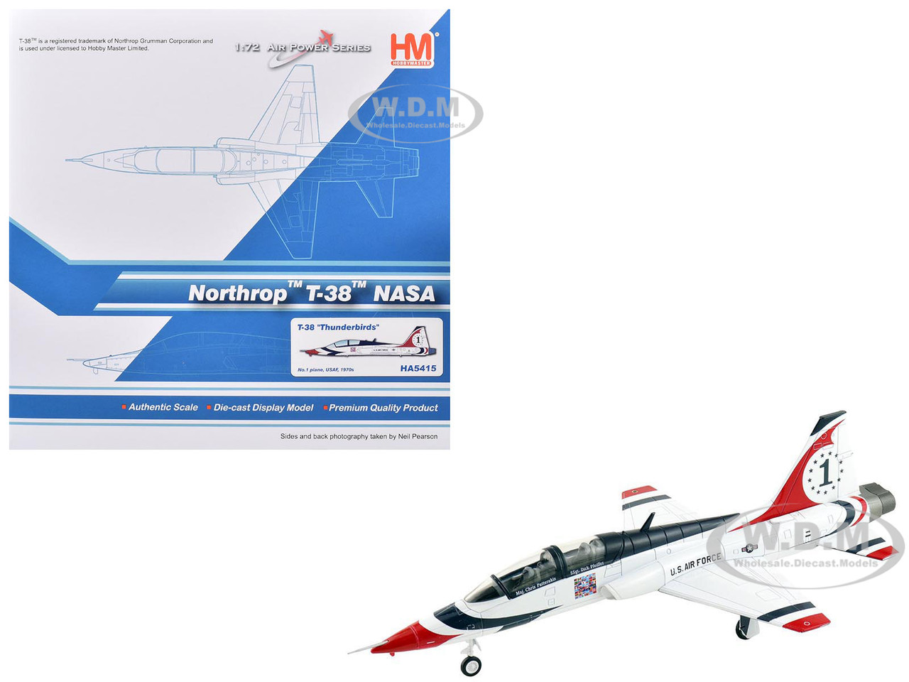Northrop T-38 NASA Aircraft "#1, Thunderbirds" (1970s) United States Air Force "Air Power Series" 1/72 Diecast Model by Hobby Master