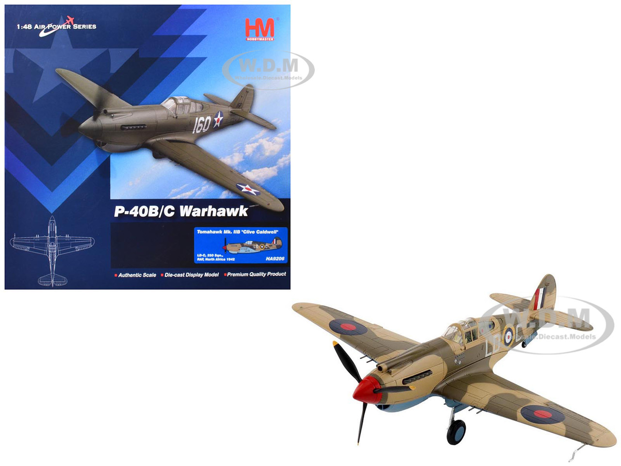 Curtiss P-40 Warhawk Tomahawk Mk IIB Aircraft "LD-C, Clive Caldwell, No. 250 Squadron, North Africa" (1942) British Royal Air Force "Air Power Series"