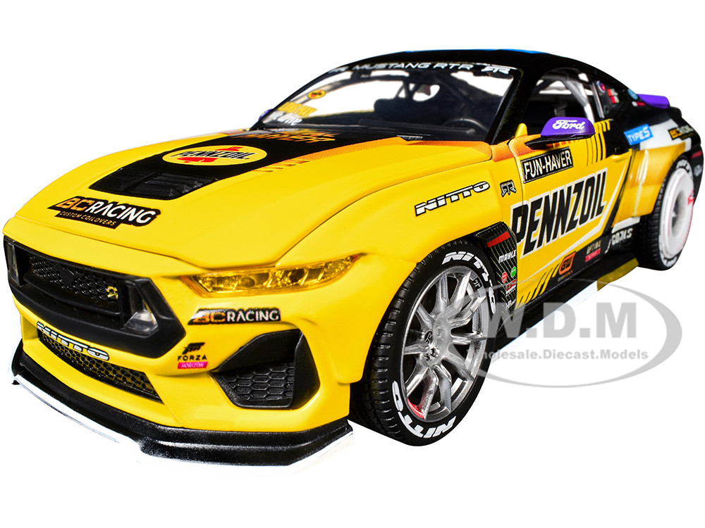 Ford Mustang RTR #88 Chelsea Denofa "Pennzoil" "Formula Drift PRO Championship" (2025) with Lights "RTR Vehicles" Series 1/24 Diecast Model Car by Jad