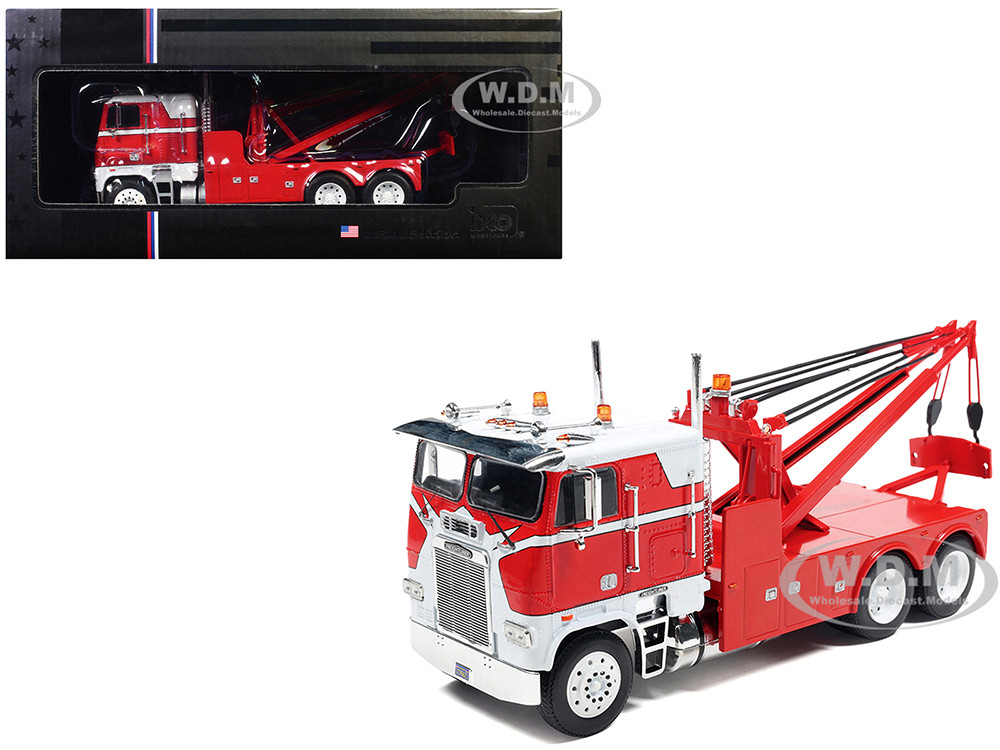 1987 Freightliner FLA Tow Truck Red and White 1/43 Diecast Model by IXO Models