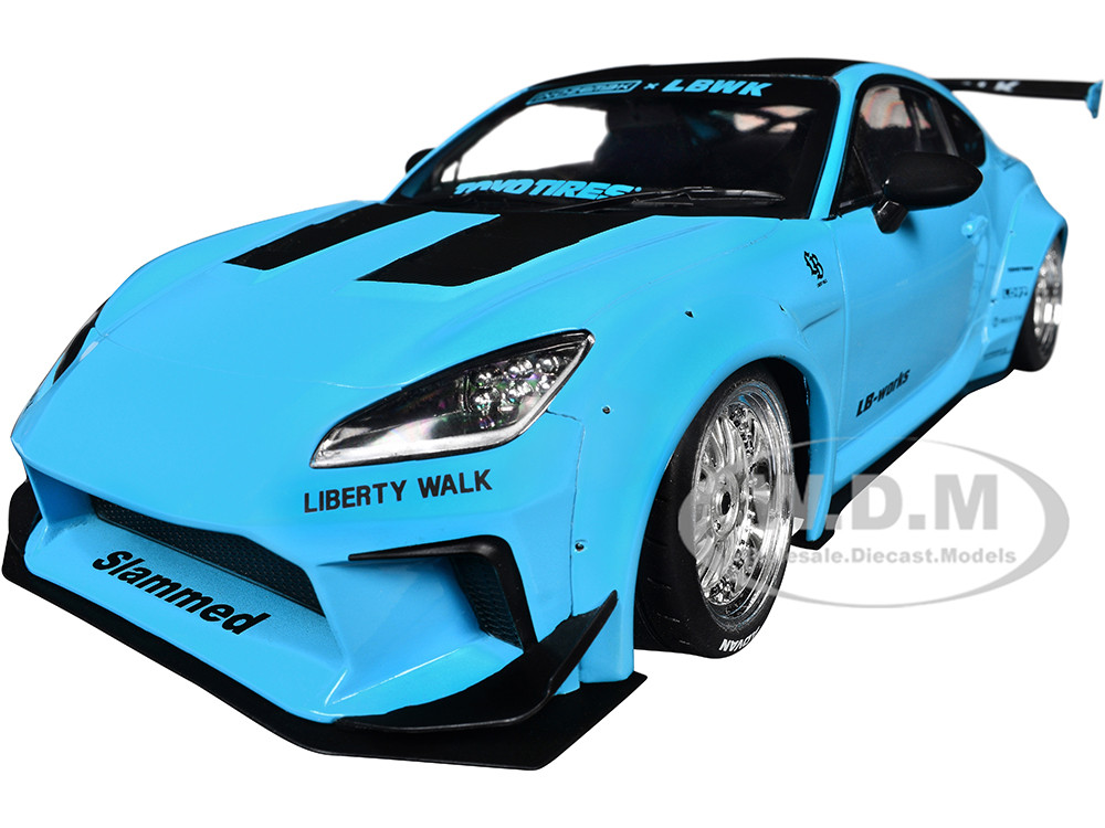 2024 Toyota GR86 LBWK Body Kit RHD (Right Hand Drive) Baby Blue with Black Top 1/18 Diecast Model Car by Solido