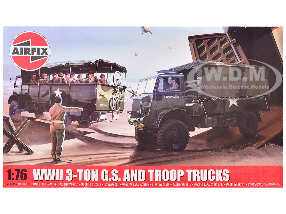 Level 2 Model Kit WWII 3Ton General Service and Troop Trucks 176 Plastic Model Kit by Airfix