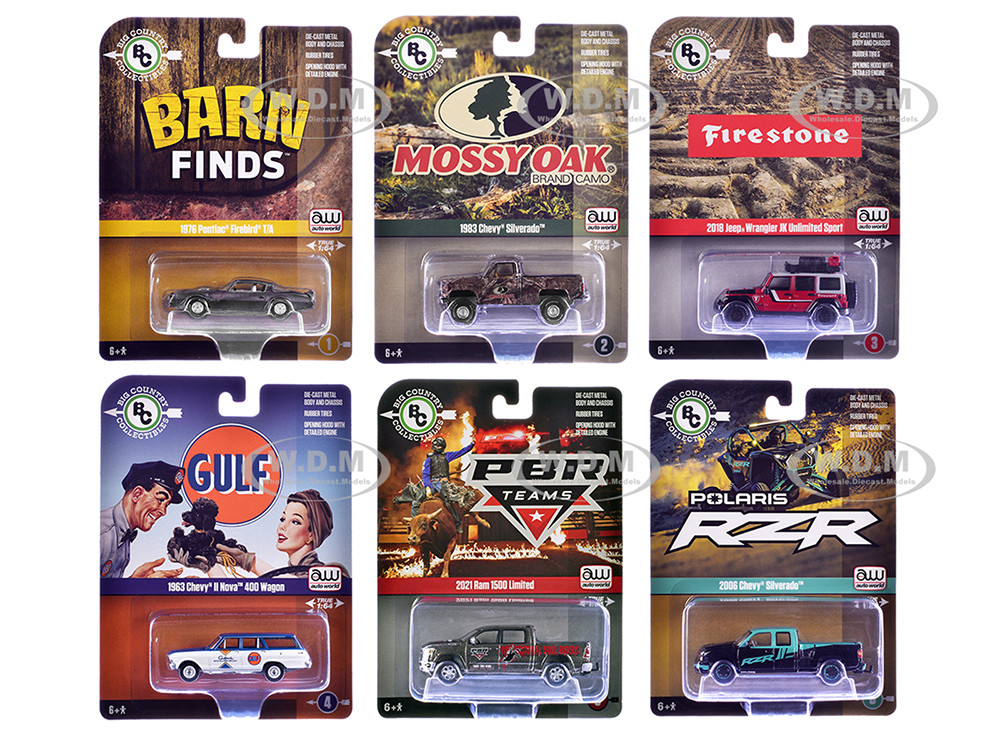 Big Country Collectibles 2025 Release 1 Set of 6 pieces 1/64 Diecast Model Cars by Auto World