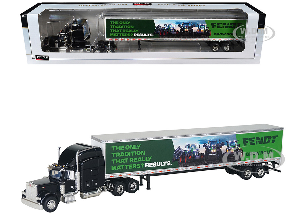 Peterbilt 379 Sleeper Cab with Trailer "Fendt Grow Bold" Black 1/64 Diecast Model by SpecCast