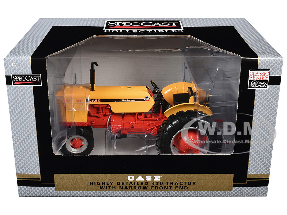 Case 430 Narrow Front Tractor Yellow with Orange Frame "Classic Series" 1/16 Diecast Model by SpecCast