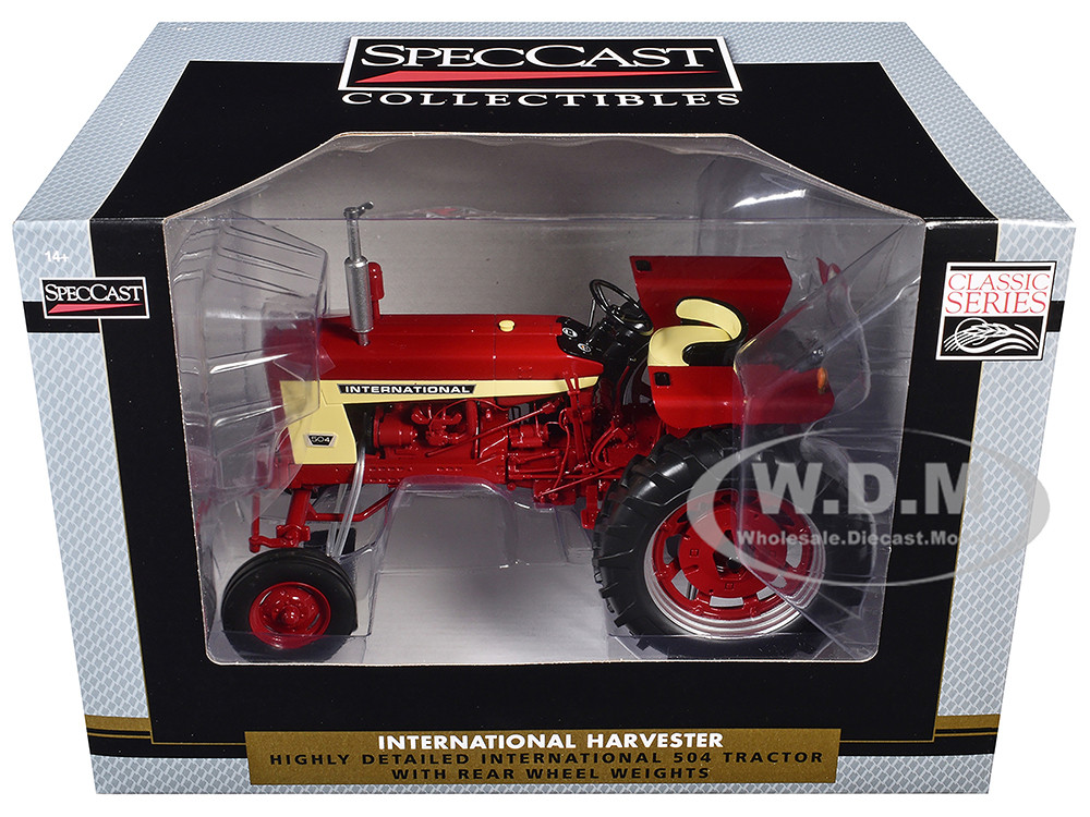 International Harvester 504 Tractor with Rear Wheel Weights Red "Classic Series" 1/16 Diecast Model by SpecCast