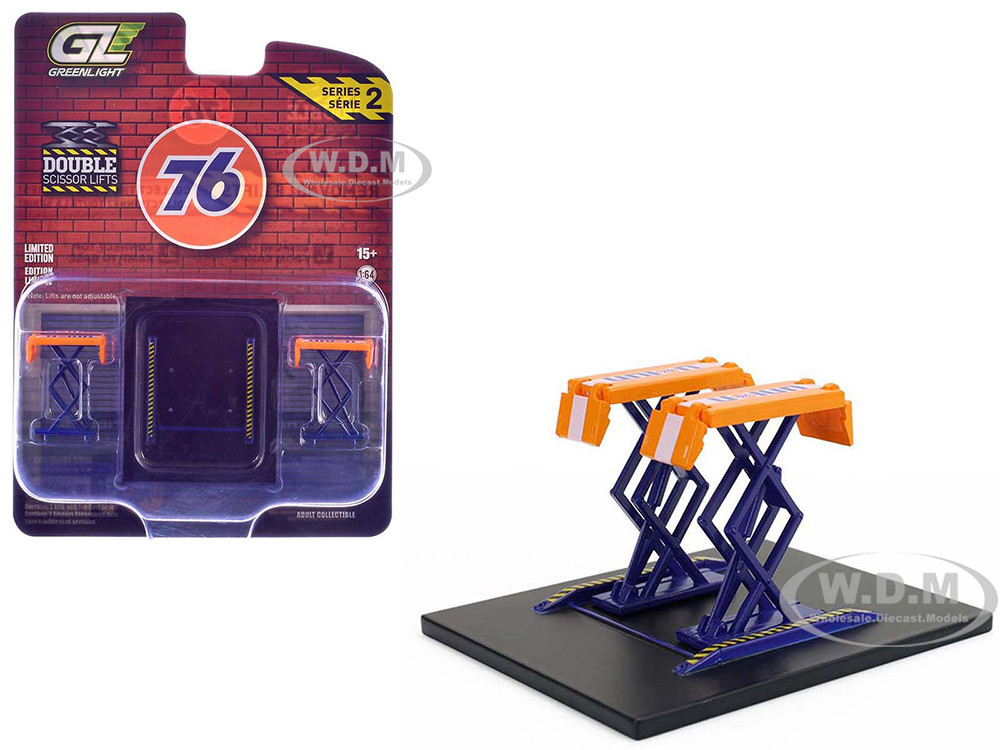 Greenlight 1:64 Automotive Double Scissor Lift "Union 76" Orange and Blue "Double Scissor Lifts" Series 2 1/64 Diecast Model by Greenlight